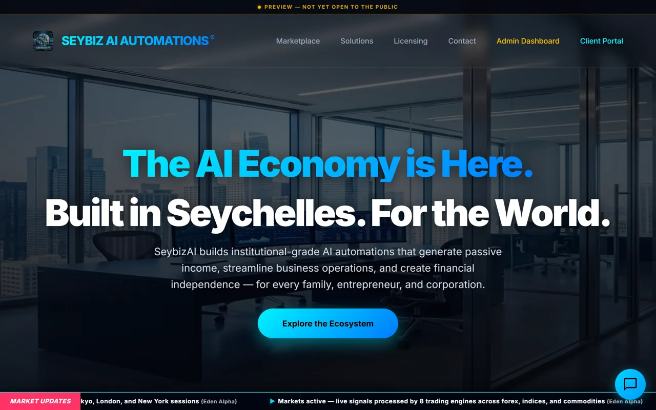 SeybizAI Automations homepage — cinematic corporate site
